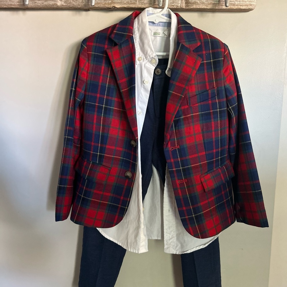 MINT CONDITION Holiday Janie and Jack Plaid Boys Blazer, Shirt, and Pants set!